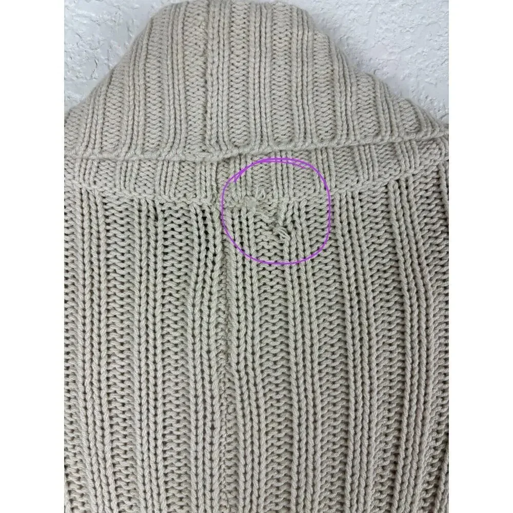 August Silk Womens‎ Shrug Cardigan Small Beige Fringe Western Grandma MINOR FLAW